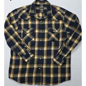 Pashartuk Men's Shirt Long Sleeve XL Plaid Western Flannel Pearl Snap Cowboy